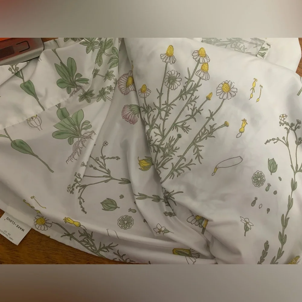 Wake In Cloud Flat Sheet Botanical Print 96x84” Farmhouse Cottage